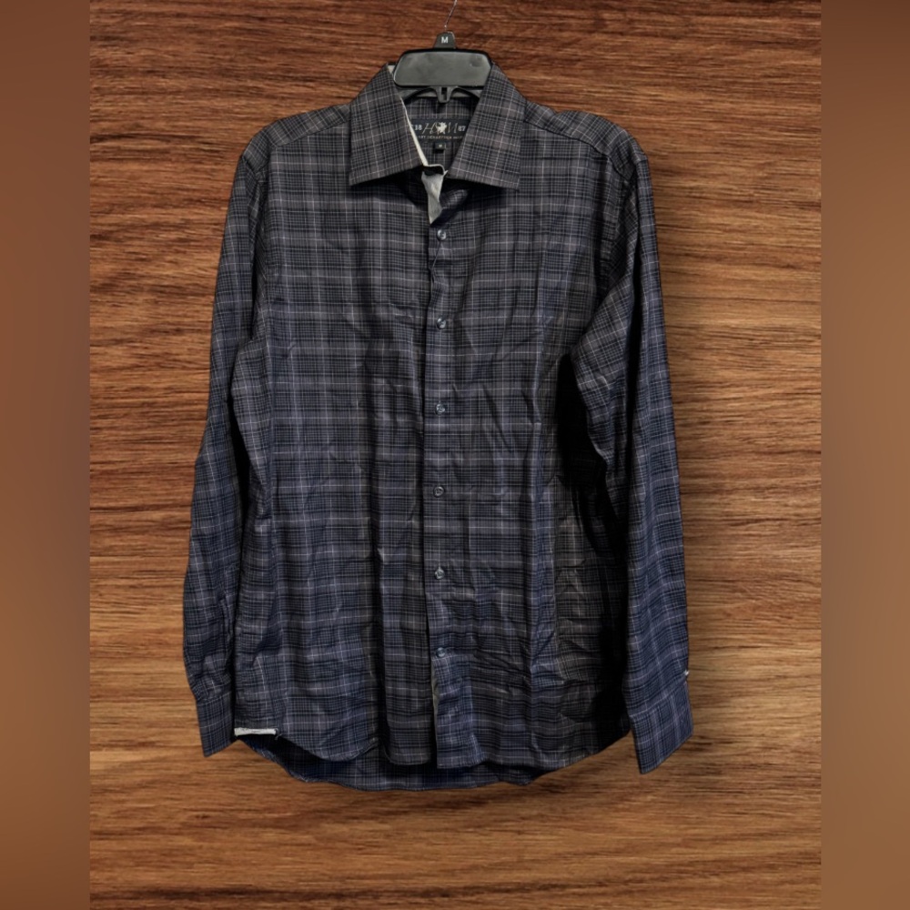 NWT Hart Shaffner Marx Button Down Shirt SZM Black and Gray
